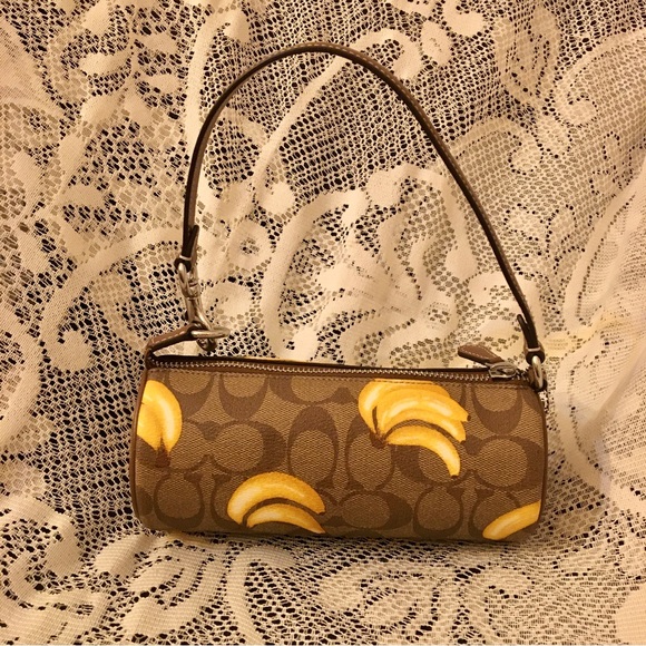 NWT Coach Nolita Barrel Bag In Signature Canvas With Banana Print - Picture 8 of 11
